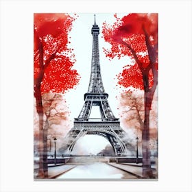 Paris Eiffel Tower Watercolor Polaroid Motif Canvas Print