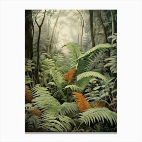 Vintage Jungle Botanical Illustration Ferns 1 Canvas Print