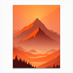 Misty Mountains Vertical Composition In Orange Tone 256 Canvas Print