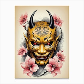 Floral Irezumi The Traditional Japanese Tattoo Hannya Mask (57) Canvas Print