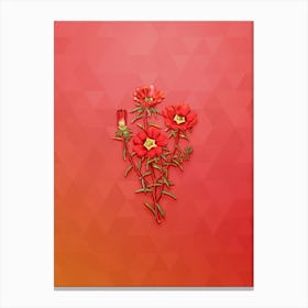 Vintage Portulaca Splendens Botanical Art on Fiery Red n.0086 Canvas Print