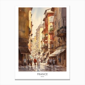 Nice, France 4 Watercolor Travel Poster Canvas Print