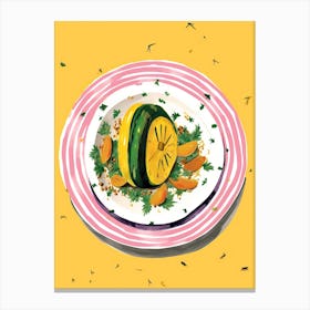 A Plate Of Pumpkins, Autumn Food Illustration Top View 9 Canvas Print