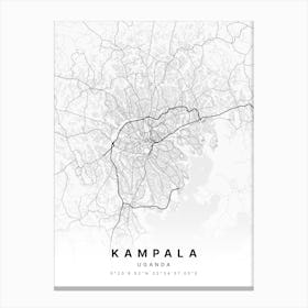 Kampala Uganda White Map Canvas Print