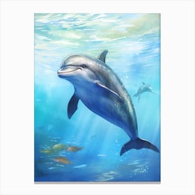 Happy Dolphin In Ocean 5 Canvas Print