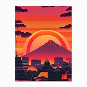 Nagasaki Japan Retro Sunset 2 Canvas Print