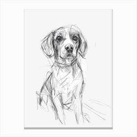 Minimalist Beagle Dog Charcoal Line 2 Canvas Print