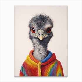 Baby Animal Wearing Sweater Emu Canvas Print