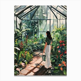 Girl In A Greenhouse - expressionism Canvas Print