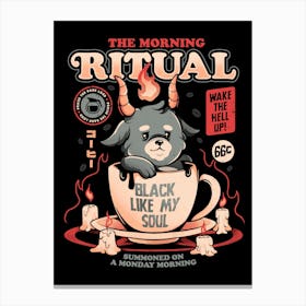 The Morning Ritual - Cute Baphomet Coffee Gift Canvas Print