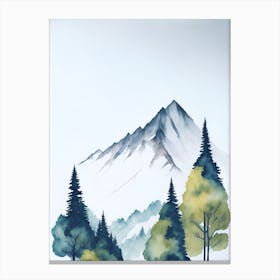 Mountain And Forest In Minimalist Watercolor Vertical Composition 151 Canvas Print