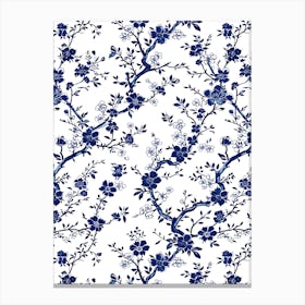 Blue And White Floral Wallpaper Canvas Print