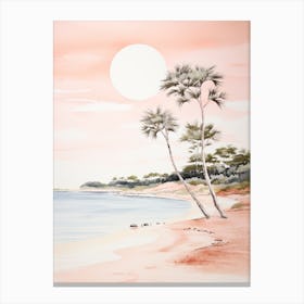 Watercolour Of Pink Sands Beach   Harbour Island Bahamas 1 Canvas Print
