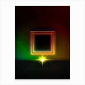 Neon Geometric Glyph in Watermelon Green and Red on Black n.0458 Canvas Print
