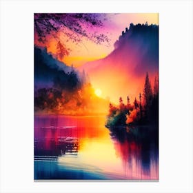 The Plitvice Lakes Watercolour 3 Canvas Print