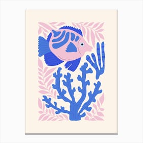 Blue And Pink Fish Canvas Print