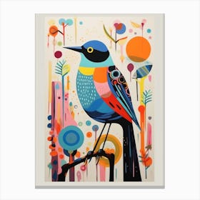 Colourful Scandi Bird Robin 2 Canvas Print