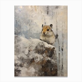 Vintage Winter Animal Painting Pika 2 Canvas Print