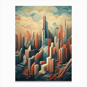 Chicago, Usa, Geometric Illustration 3 Canvas Print