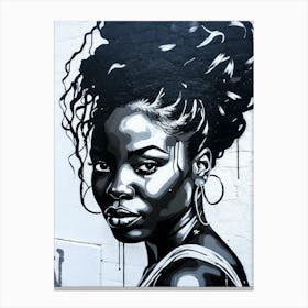 Graffiti Mural Of Beautiful Black Woman 3 Canvas Print