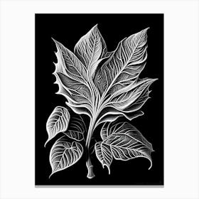 Bergamot Leaf Linocut 1 Canvas Print