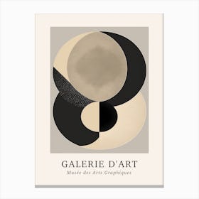 Galerie D'Art Abstract Geometric Circle Beige And Black 2 Canvas Print