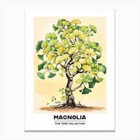 Magnolia Tree Storybook Illustration 1 Poster Canvas Print