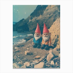 Polaroid Inspired Gnomes On The Beach 2 Canvas Print