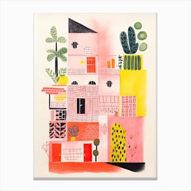 A House In Havana, Abstract Risograph Style 2 Canvas Print