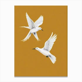 Love Birds On Mustard Background (2) Canvas Print