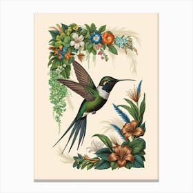 Hummingbird botanical flower beauty 14 Canvas Print