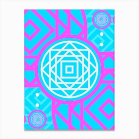 Geometric Glyph in White and Bubblegum Pink and Candy Blue n.0064 Canvas Print