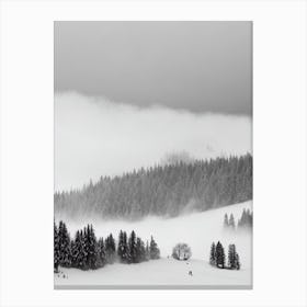 Kitzbühel, Austria Black And White Skiing Poster Canvas Print