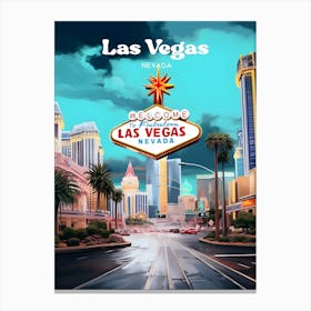 Las Vegas Nevada Streetview Modern Travel Art 1 Canvas Print