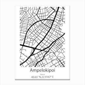 Ampelokipoi,Greece Minimalist Map Canvas Print