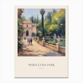 Maria Luisa Park Seville Spain 4 Vintage Cezanne Inspired Poster Canvas Print