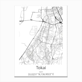 Tokai,Japan Minimalist Map Lienzo