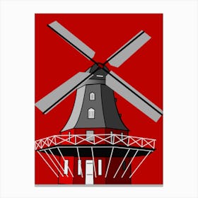 Windmill On A Red Background Canvas Print