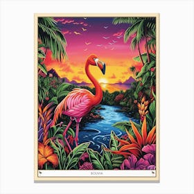 Greater Flamingo Bolivia Tropical Illustration 7 Poster Canvas Print