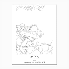 Miho,Japan Minimalist Map Canvas Print