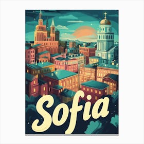 Aihrgdesign A Retro Travel Poster For Sofia 3 Canvas Print