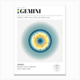 Gemini, Astrology, Zodiac Aura, Gradient Poster Canvas Print