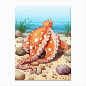 Coconut Octopus Illustration 13 Canvas Print