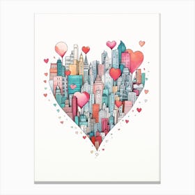 Sky Line Heart Line Doodle Colour 3 Canvas Print