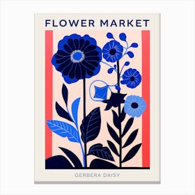 Blue Flower Market Poster Gerbera Daisy 1 Canvas Print