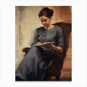 Vintage Woman Reading Canvas Print