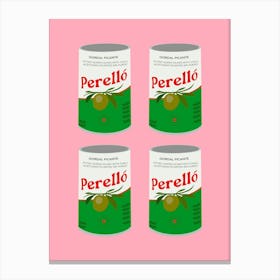 Perello Olives Pattern Pink Kitchen Canvas Print