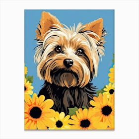 Yorkshire Terrier Portrait With A Flower Crown, Matisse Painting Style 2 Canvas Print
