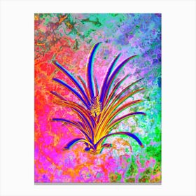 Pineapple Botanical in Acid Neon Pink Green and Blue Canvas Print