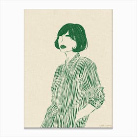Woman In Green 5 Canvas Print